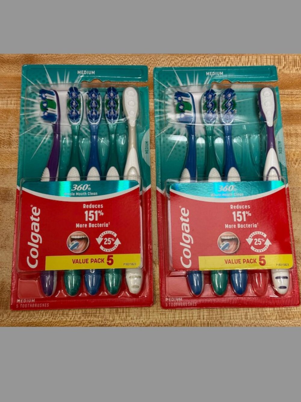 Two 5-packs of Colgate 360° Whole Mouth Clean Toothbrushes (Brand New)